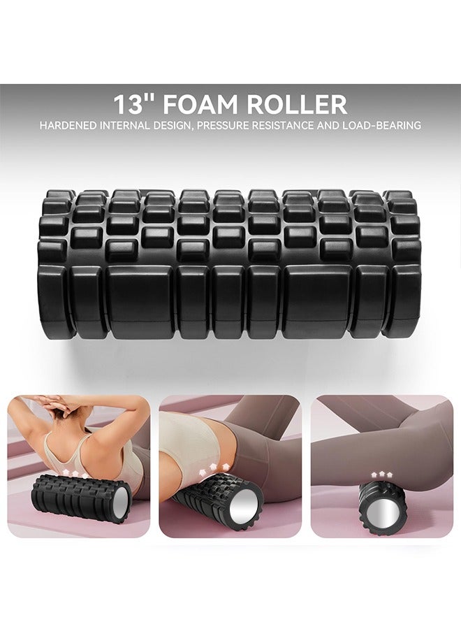 5 in1 Foam Roller Set for Deep Tissue Muscle Massage, High Density Fitness Exercise Foam Roller, Massage Roller, Massage Ball, Resistance Band