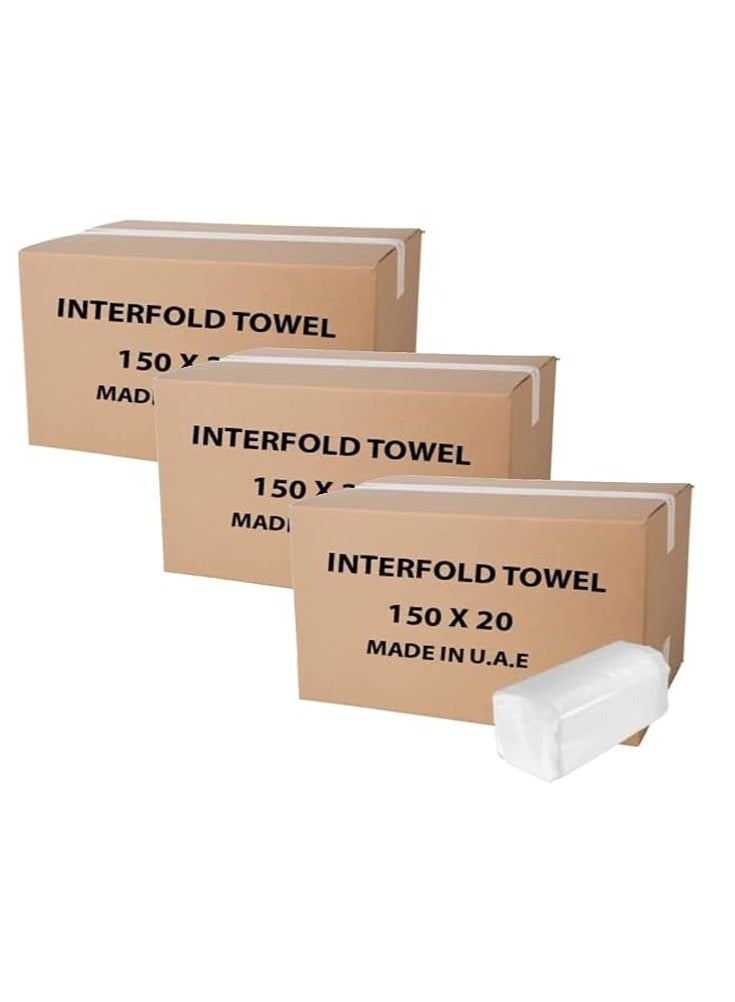 Midwest 150-Sheet Interfold Tissue Hand Towel - Embossed (Paper, Pack of 3 Box) - Image 1