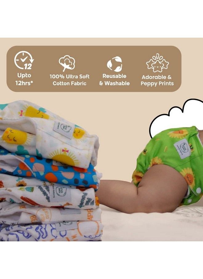 Plant Powered Cloth Diaper For Babiesfree Size ; Medical Grade Fabric With 100% Organic Cotton ; Washable & Adjustable ; 13 Layer Breathable Soaker With Builtin Booster Pad (Bearyhugs)
