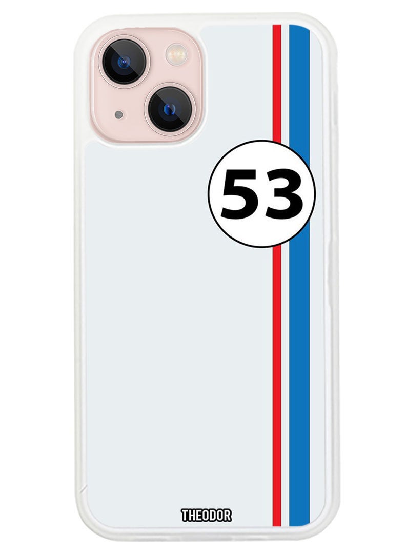 Theodor Protective Case Anti Scratch Shock Proof Cover For APPLE IPHONE 14 Red and blue stripes 53 (White Bumper) - Image 1