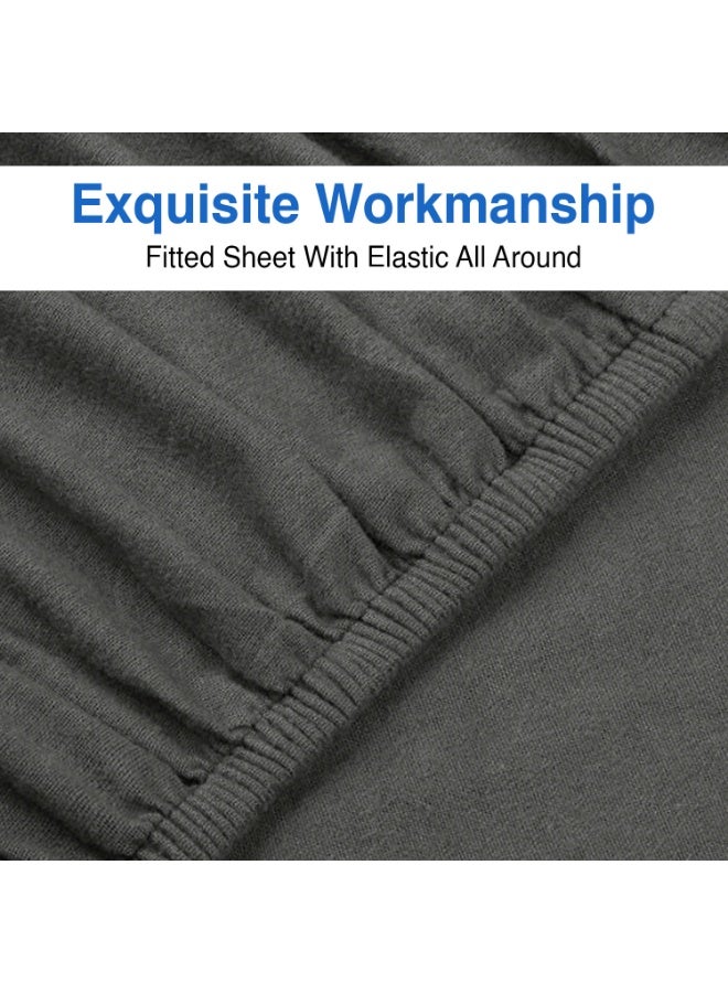 Lavish Touch Thread Count - 100% Cotton Double Brushed Flannel Sheet Set - 170 GSM Heavyweight, Deep Pockets, Pre-Shrunk & Anti-Pill, All Around Elastic – King - Graphite - Image 4