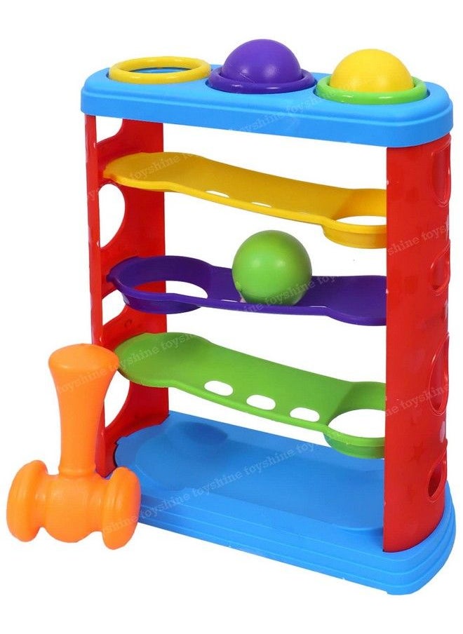 Toyshine - Ramp Race Slope Rolling Hammer Toy Set With 3 Balls For Kids Pound A Ball Toy For Toddlers Boys And Girls Stem Developmental Educational Fun Learning Toy Best Birthday Gifts (Medium) - Image 1
