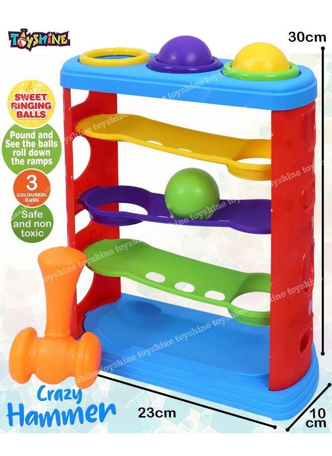 Toyshine - Ramp Race Slope Rolling Hammer Toy Set With 3 Balls For Kids Pound A Ball Toy For Toddlers Boys And Girls Stem Developmental Educational Fun Learning Toy Best Birthday Gifts (Medium) - Image 1