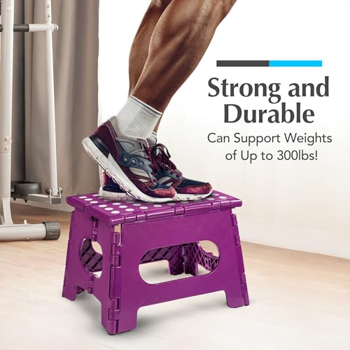 Handy Laundry Folding Lightweight Step Stool - Sturdy Enough to Support Adults and Safe Enough for Kids - Opens Easy with One Flip - Great for Kitchen, Bathroom or Bedroom (Purple - 9 Inch) - Image 4