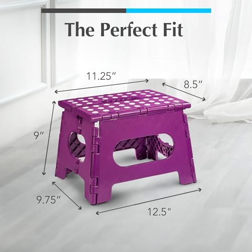 Handy Laundry Folding Lightweight Step Stool - Sturdy Enough to Support Adults and Safe Enough for Kids - Opens Easy with One Flip - Great for Kitchen, Bathroom or Bedroom (Purple - 9 Inch) - Image 5
