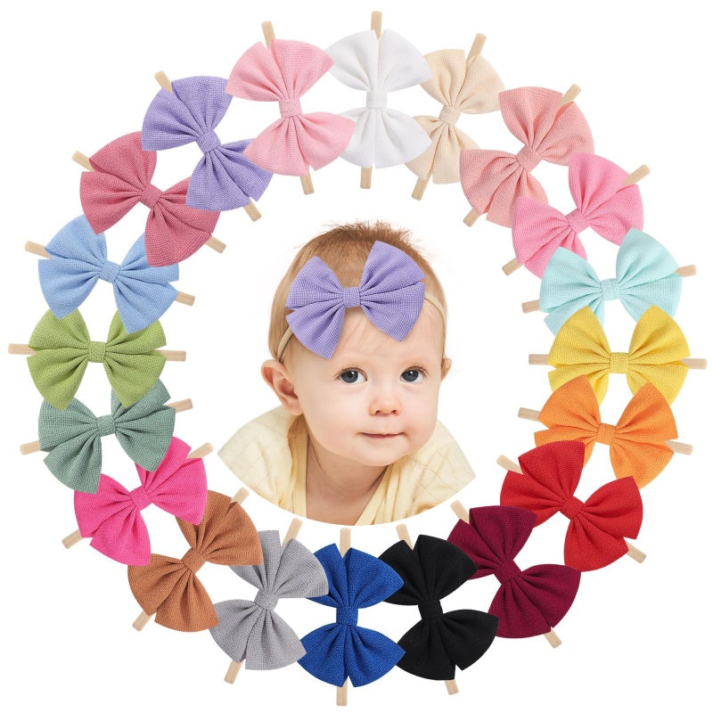 doboi 20PCS Baby Girls Headbands Hair Bows Nylon Hairbands Hair Accessories for Newborn Infant Toddlers Little Girls - Image 2