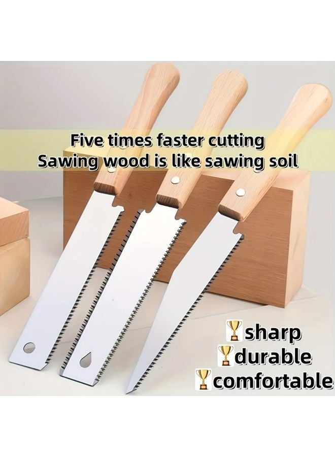 SK5 High Carbon Steel Dual Sided Hand Saw Wooden Handle Precision Teeth Woodworking - Image 2