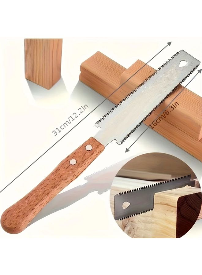 SK5 High Carbon Steel Dual Sided Hand Saw Wooden Handle Precision Teeth Woodworking - Image 3
