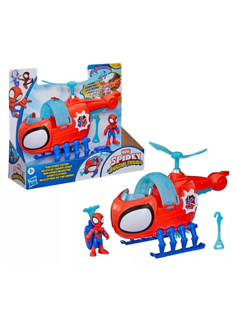 Hasbro Marvel Marvel Spidey and His Amazing Friends Team Spidey Copter Vehicle Playset with Figure - Image 1