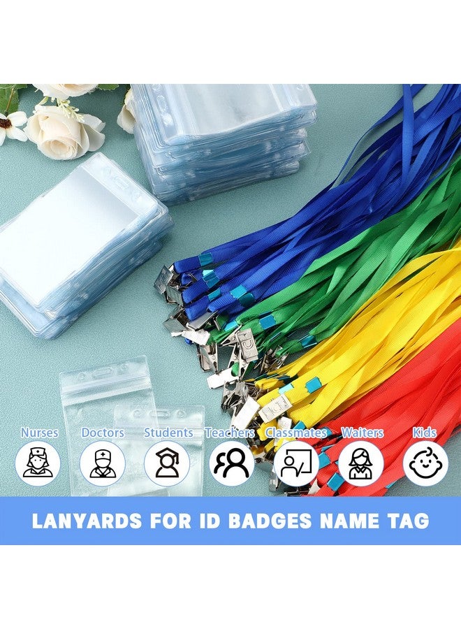 شير 400 قطعة من الحبل وحامل شارة الهوية، حامل شارة اسم واضح مقاوم للماء، حبل كروز مع مشبك شارة الرقبة (متعدد الألوان 3.74 بوصة × 3.15 بوصة) - Image 2