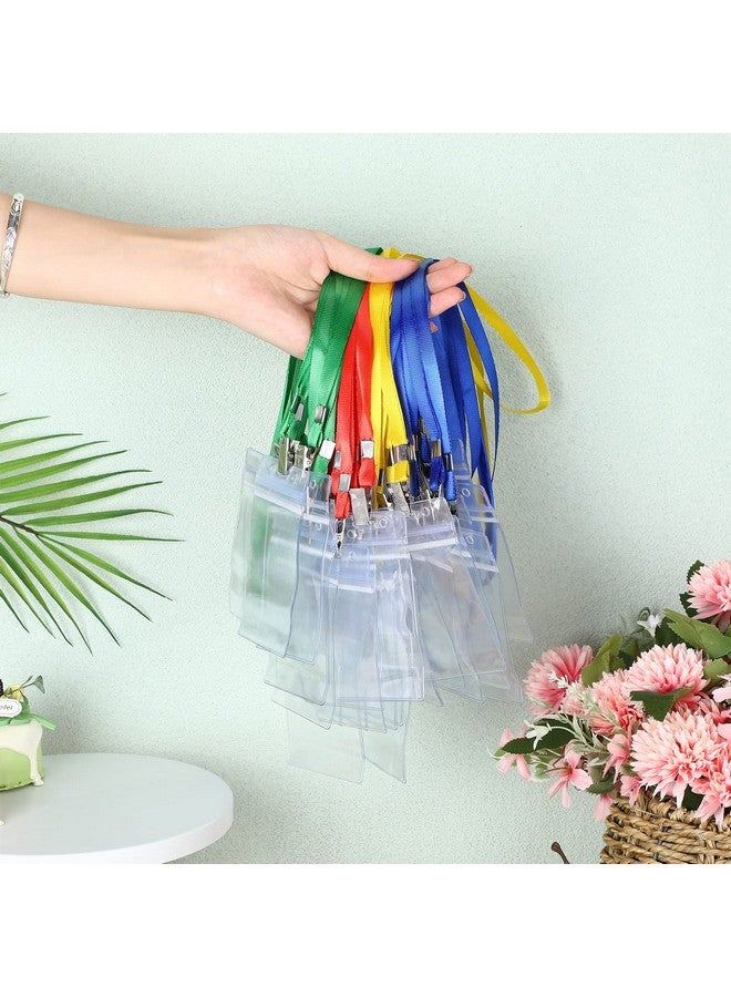 شير 400 قطعة من الحبل وحامل شارة الهوية، حامل شارة اسم واضح مقاوم للماء، حبل كروز مع مشبك شارة الرقبة (متعدد الألوان 3.74 بوصة × 3.15 بوصة) - Image 3