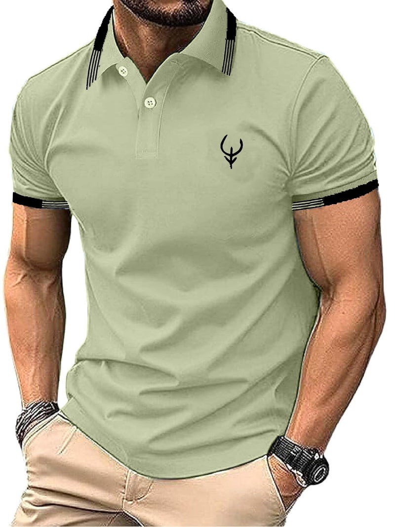 Lymio Polo T Shirt for Men || Men Casual T-Shirt || Polo (Polo-42-Pista-2XL) Green - Image 4
