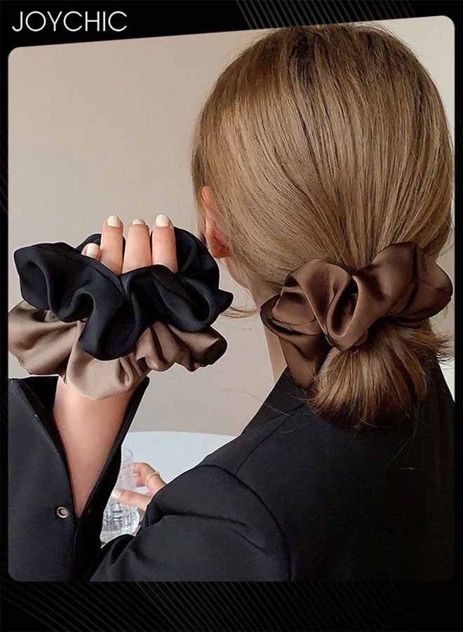 Joychic 3 Pcs Women Simple and Versatile Hair Elastics Stylish Adult Volume Large Satin Scrunchie Plain Hair Ornaments Ladies' Elegant Hair Accessory Set - Image 1