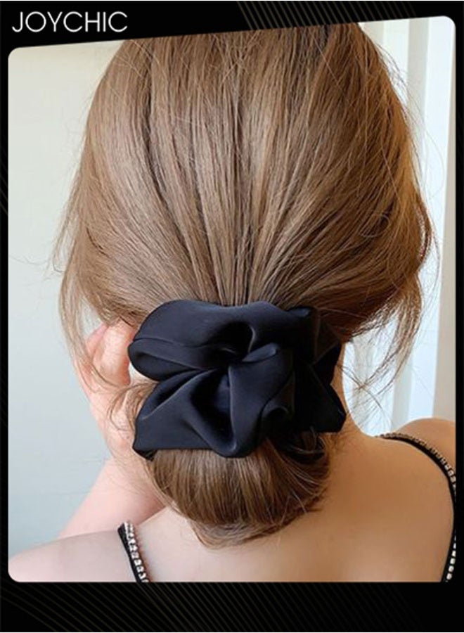 Joychic 3 Pcs Women Simple and Versatile Hair Elastics Stylish Adult Volume Large Satin Scrunchie Plain Hair Ornaments Ladies' Elegant Hair Accessory Set - Image 3