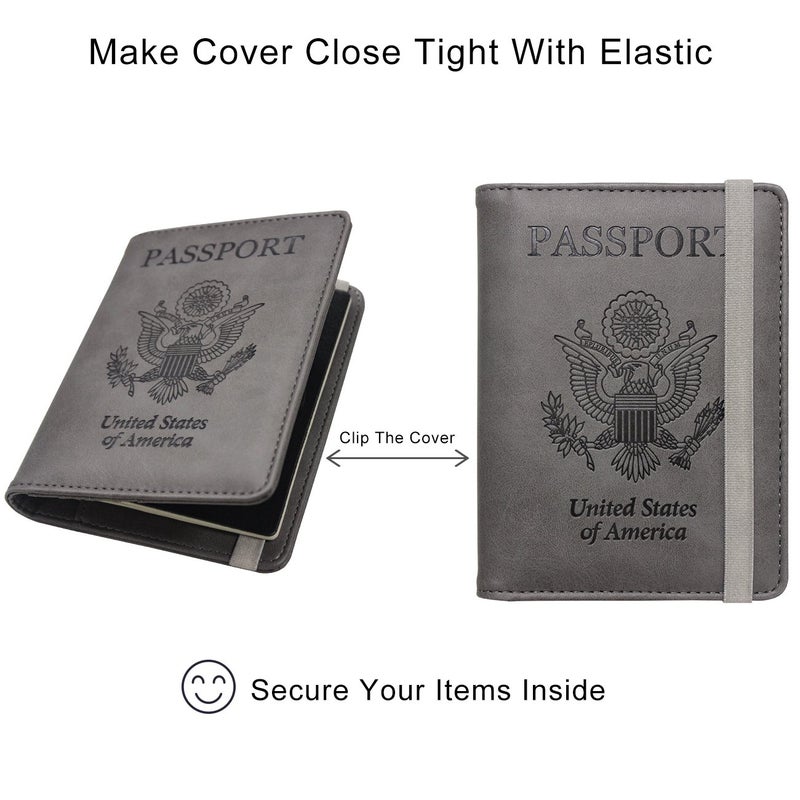 WALNEW Passport Holder for Travel, RFID Passport Cover Wallet for Women Men, PU Leather Passport Book Card Holder Case with Pen, Travelling Essentials for Flying - Image 5