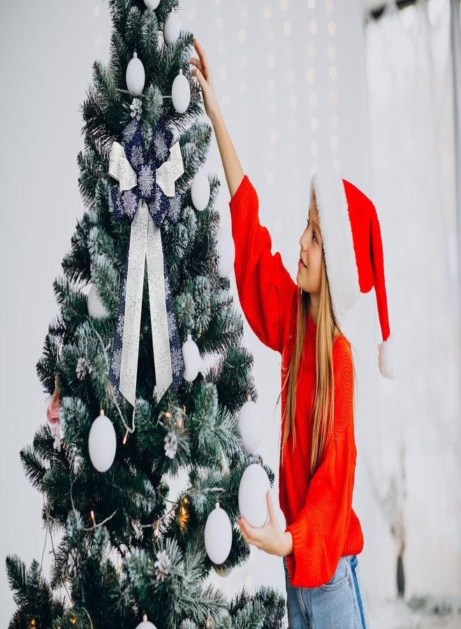 Hying فيونكات عيد الميلاد الكبيرة من هاينغ (قطعتان) - فيونكة إكليل ندفات الثلج باللونين الأزرق والأبيض لتزيين الشتاء في الأماكن المغلقة والمفتوحة - Image 3