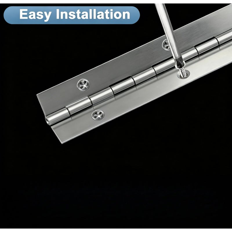 2pcs 12 Inch 1.2 Inch Stainless Steel Piano Hinge 30cm Perforated Continuous Heavy Duty Hinge for Cabinets Storage Boxes Large Cases and Marine Applications - Image 2