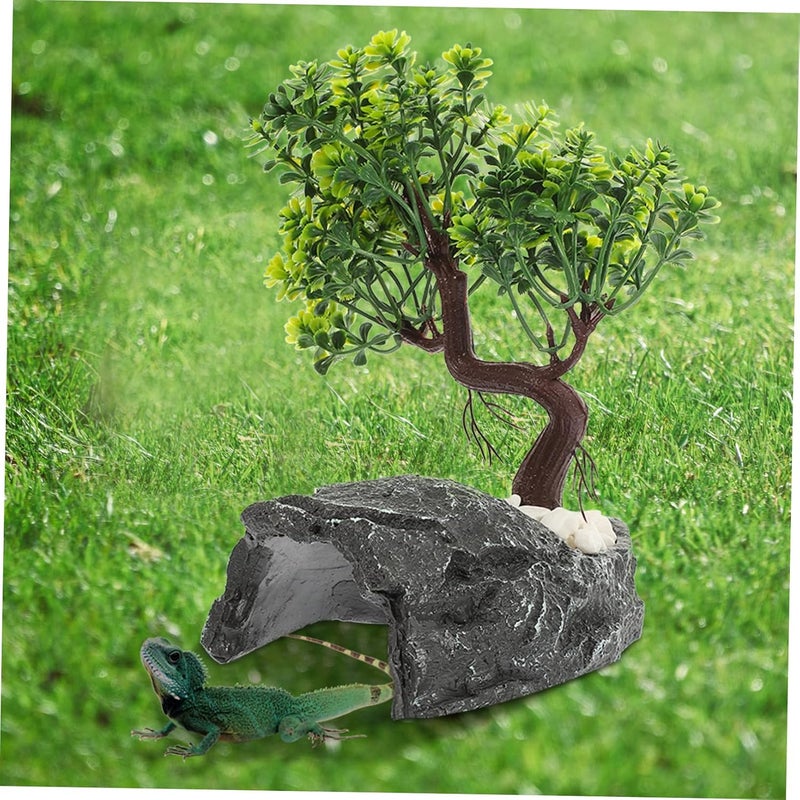 WOONEKY كهف WOONEKY للسلاحف المختبئة في الراتنج، موطن الزواحف، كهف الزحف، مأوى الحيوانات الأليفة، منزل السلاحف المخفي، مخبأ الزواحف، لوازم الحيوانات الأليفة، مخبأ الثعابين، مخبأ السلاحف، كهف إبداعي للاختباء - Image 3