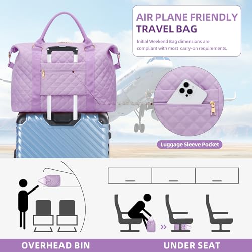 CLOUDWINGS Gifts for Teen Girl, Initial Travel Duffle Bag, Personalized Women Weekender Overnight Bags, Gift for Daughter Kid Mom Friend College Girl Graduation Teacher（Purple,A) - Image 5