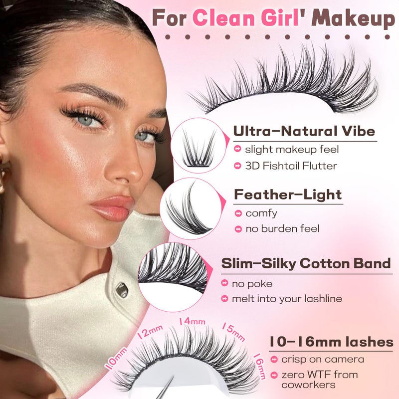 Goddvenus Lash Clusters Kit Wispy Eyelash Clusters Lashes Natural DIY Lash Extension Kit 10-16mm Cluster Eyelash Extensions Kit 300pcs C Curl Individual Lashes Cluster Eyelash (No Tweezers) - Image 4