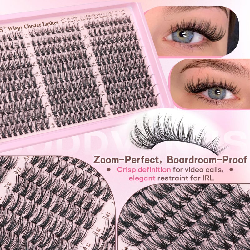 Goddvenus Lash Clusters Kit Wispy Eyelash Clusters Lashes Natural DIY Lash Extension Kit 10-16mm Cluster Eyelash Extensions Kit 300pcs C Curl Individual Lashes Cluster Eyelash (No Tweezers) - Image 3