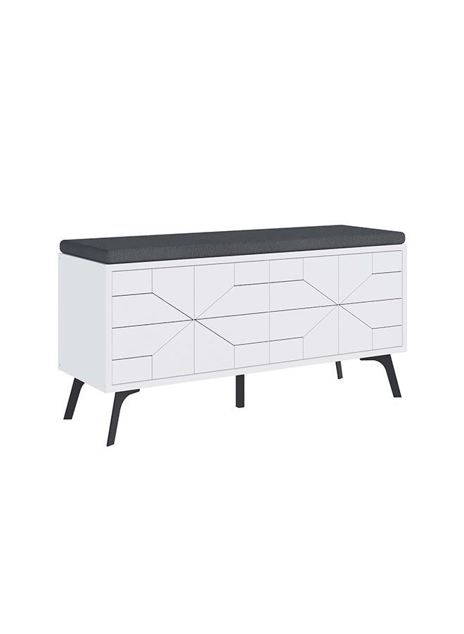 Mourah Home Dune Bench & Shoe Cabinet With Cushion 8 Pairs  Entryway Storage Cabient With 2 Doors Shoe Rack For Hallway Bedroom Living Room  35X55X107 Cm  White  - Image 5