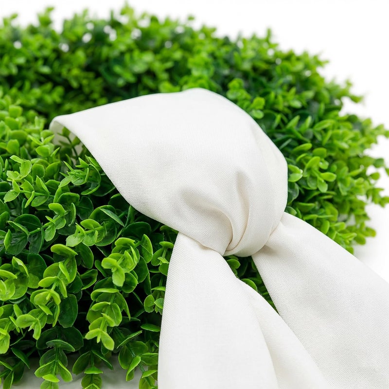 IDOGliitte+ 22 Inch Artificial Boxwood Wreath for Front Door - Folding Spring Summer Greenery Wreath with Sash, All Year Round Indoor Outdoor Decor for Farmhouse, Wedding, St Patrick's Day (Green) - Image 4