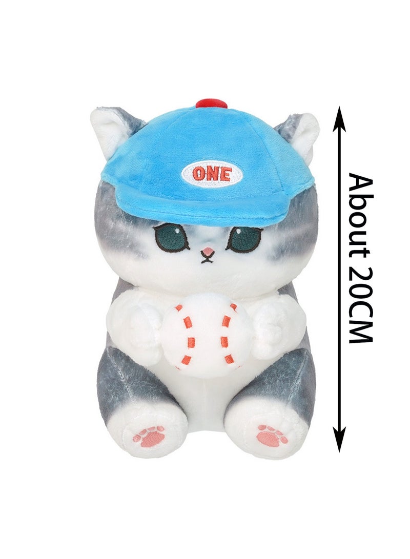 20cm Blue Baseball Cap Cat Plush Toy | Character Details | Soft And Cute | Cartoon Doll | Suitable As A Gift For Children Over 3 Years Old  - Image 2