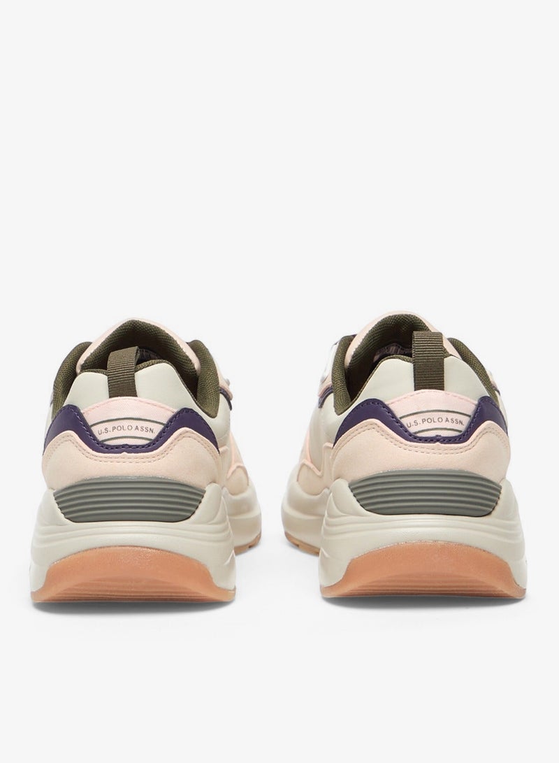 يو اس بولو اسن سنيكرز نسائي بيج بأربطة بتصميم أنيق، أحذية كاجوال يومية لإطلالات متنوعة - Image 4