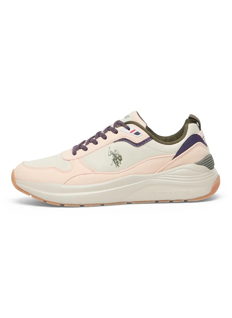 U.S. Polo Assn. Women's Beige Low-Top Sneakers - Chic Lace-Up Style, Everyday Casual Shoes for Versatile Outfits