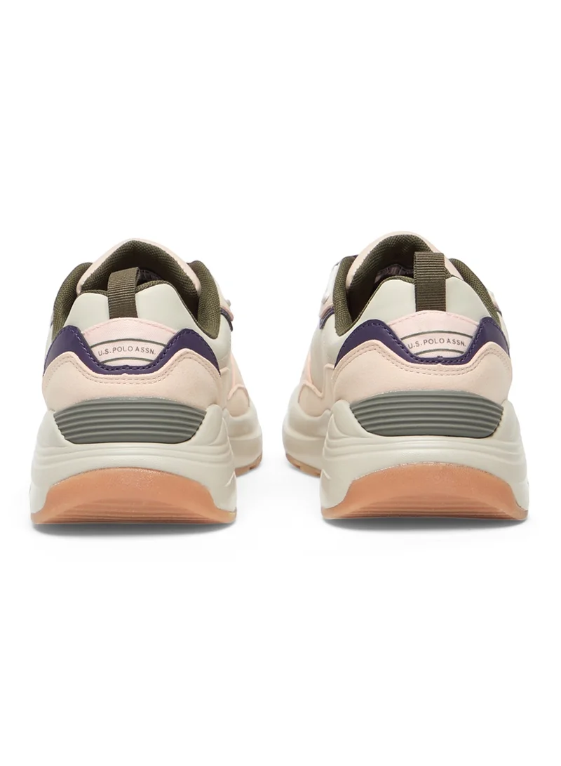 U.S. Polo Assn.  Women's Beige Low-Top Sneakers - Chic Lace-Up Style Shoes, Everyday Casual Shoes for Versatile Outfits for Women | Best Price UAE