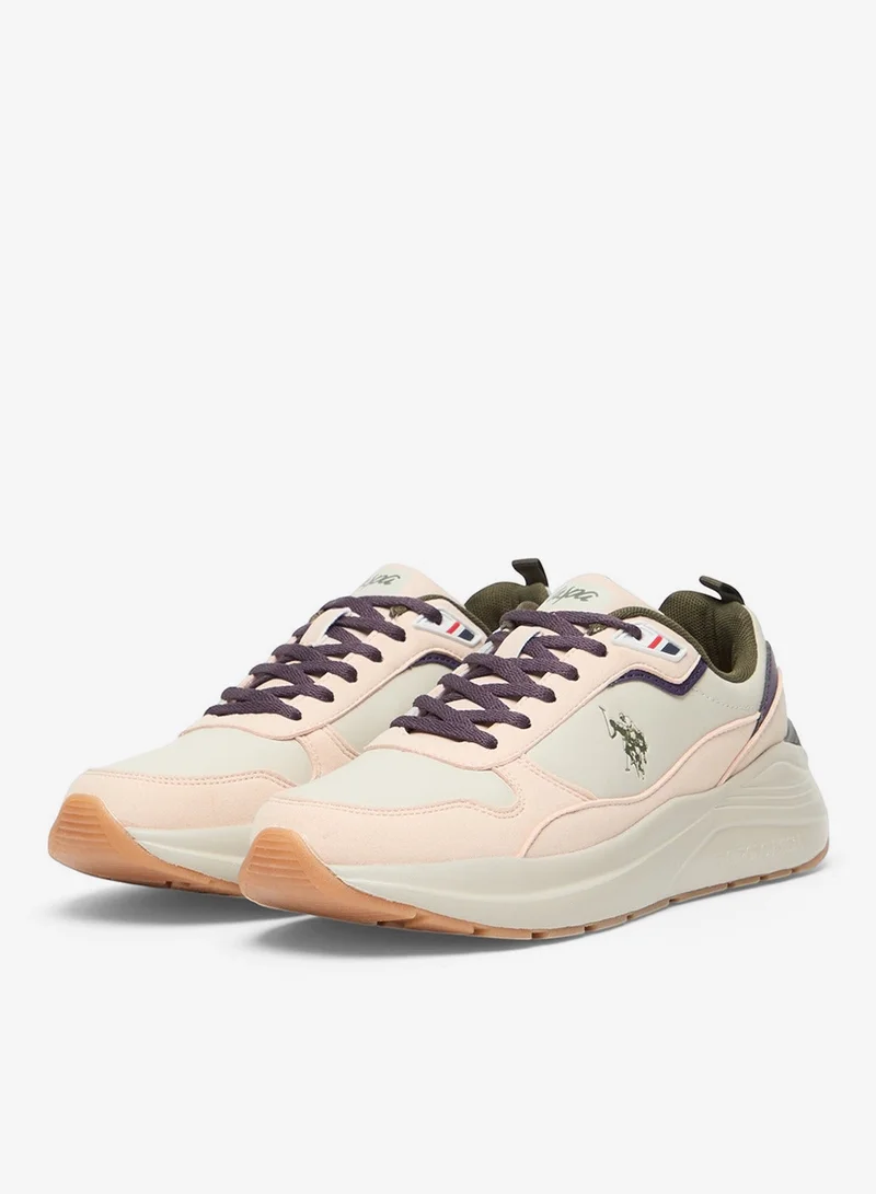 U.S. Polo Assn.  Women's Beige Low-Top Sneakers - Chic Lace-Up Style Shoes, Everyday Casual Shoes for Versatile Outfits for Women | Best Price UAE