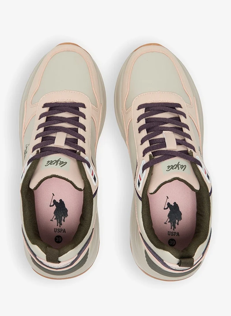 U.S. Polo Assn.  Women's Beige Low-Top Sneakers - Chic Lace-Up Style Shoes, Everyday Casual Shoes for Versatile Outfits for Women | Best Price UAE