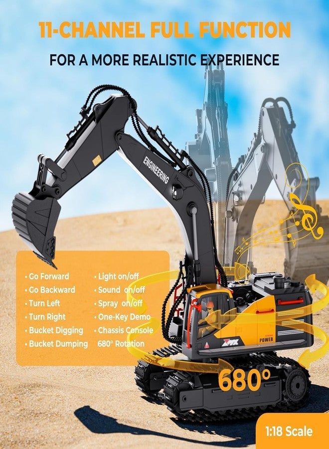 Bhavenu RC Excavator and Dump Truck Toy Set，2.4Ghz Metal Remote Control Construction Vehicle with Light&Sound, Best Christmas Toy for Boys, 2×30 Mins Gaming Time,Digger Toys for Kids 3+ Multicolor - Image 3