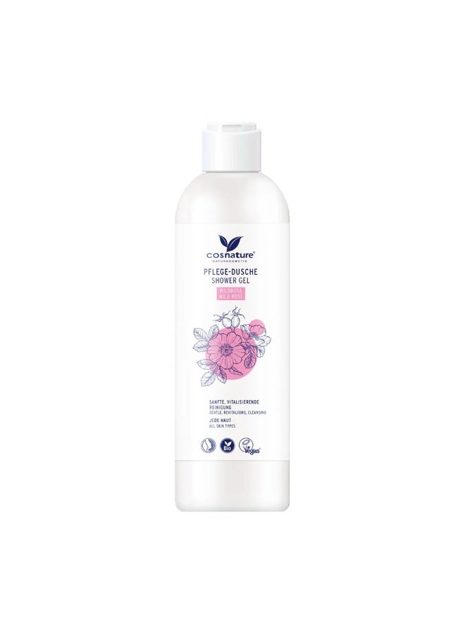 cosnature Wild Rose Shower Gel – Hydrates & Refreshes Skin – 250 ML – Natural Formula – Made in Germany - Image 1
