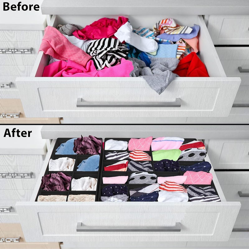 Simple Houseware Varied available picks Closet Underwear Organizer Drawer Divider 4 Set, Black Trendy economical quality - Image 3