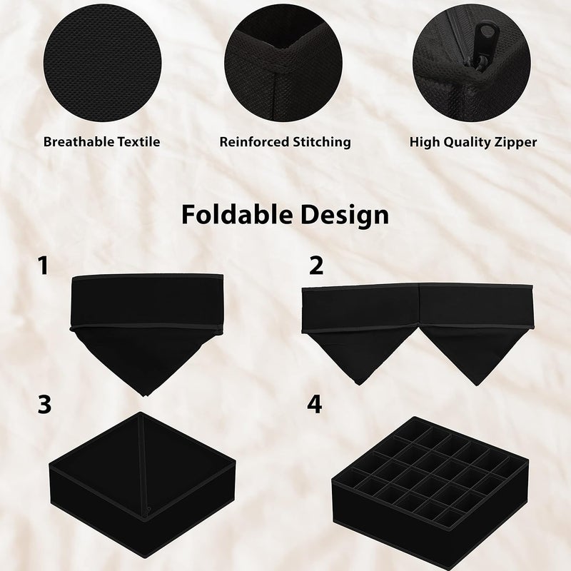 Simple Houseware Varied available picks Closet Underwear Organizer Drawer Divider 4 Set, Black Trendy economical quality - Image 5