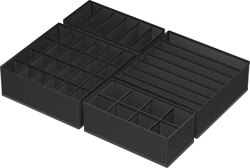 Simple Houseware Varied available picks Closet Underwear Organizer Drawer Divider 4 Set, Black Trendy economical quality - Image 2
