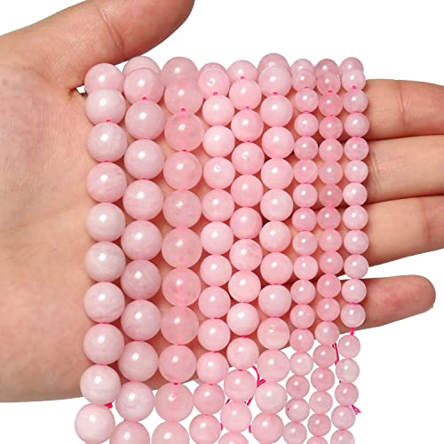 35pcs 10mm Natural Stone Beads Rose Quartz Beads Crystal Gemstone for Jewelry Making DIY Bracelet Necklace