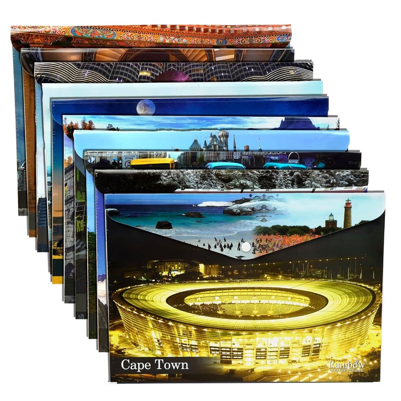 Shuban 12 Pcs Documents File Storage Holder with Snap Button Closer FS Size Certificate Document File Folder for Home, Office, School-Color & Design May Vary (Print-4) - Image 1