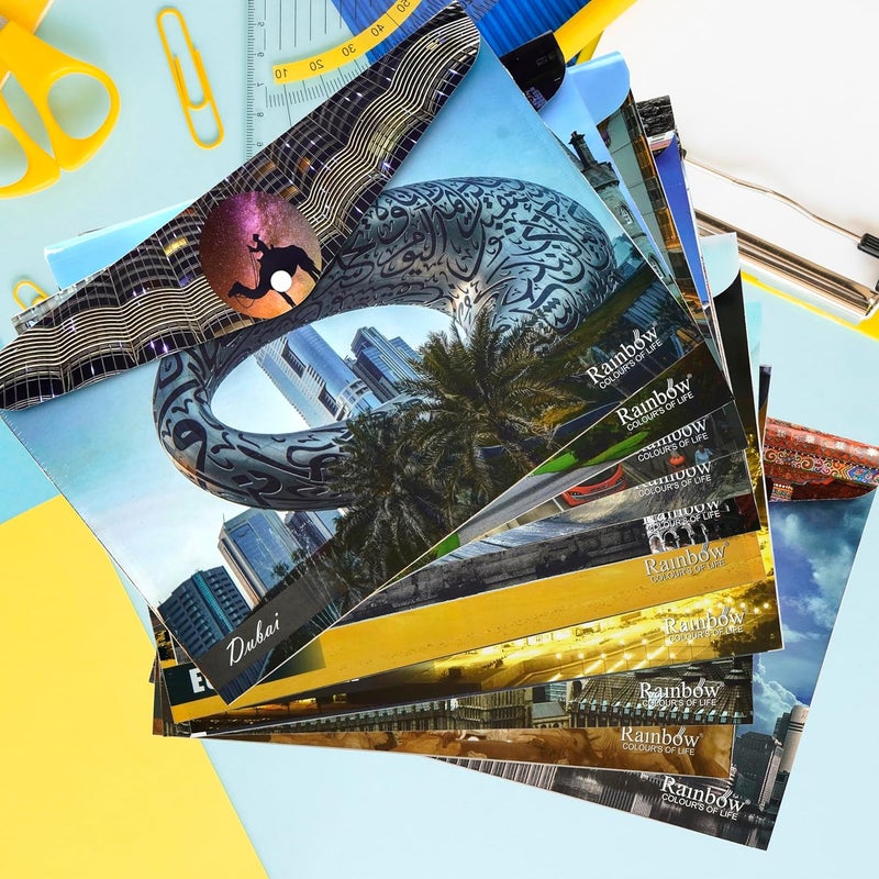 Shuban 12 Pcs Documents File Storage Holder with Snap Button Closer FS Size Certificate Document File Folder for Home, Office, School-Color & Design May Vary (Print-4) - Image 3