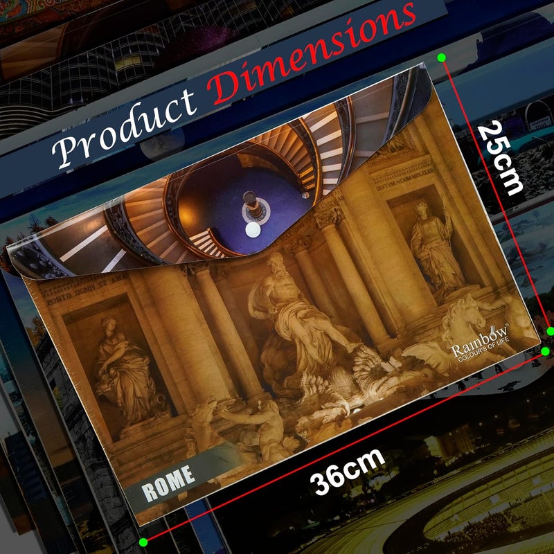 Shuban 12 Pcs Documents File Storage Holder with Snap Button Closer FS Size Certificate Document File Folder for Home, Office, School-Color & Design May Vary (Print-4) - Image 2