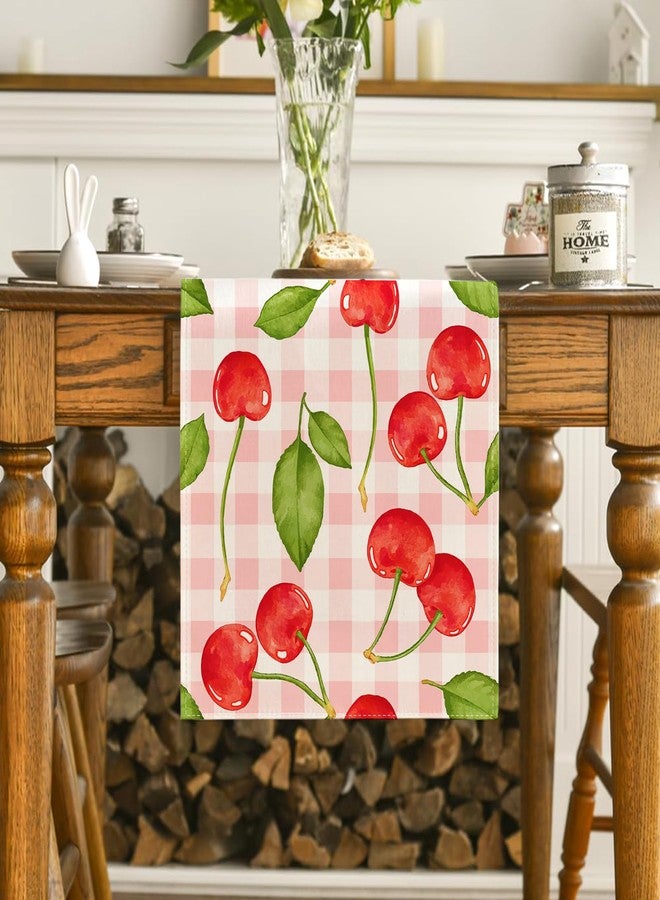 Yarcooly Cherry Table Runner Spring Summer Table Cover She's The Cherry on Top Party Decor Island Cherry Decorations for Home Party Table Simple Life - Image 4