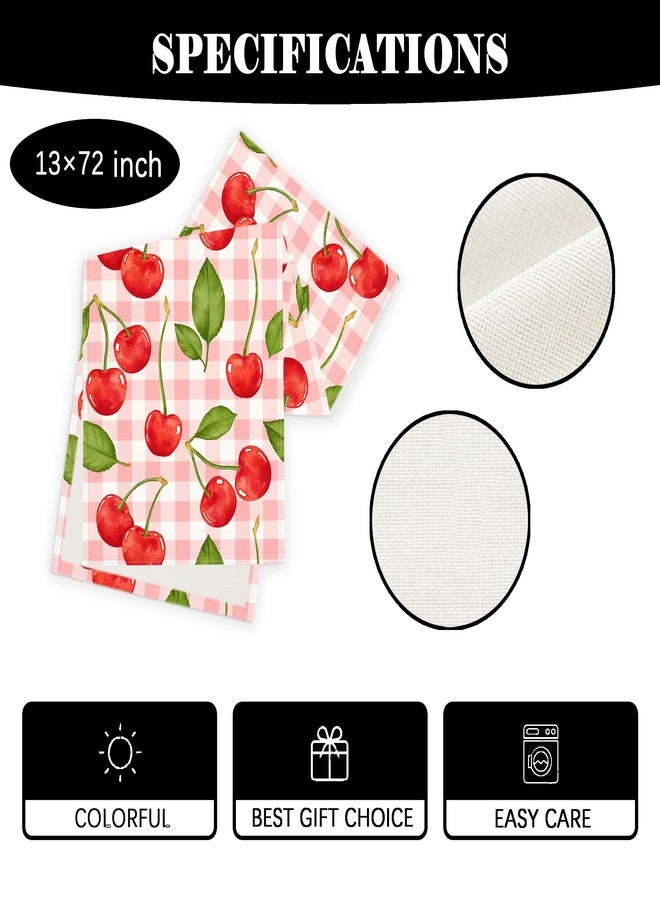 Yarcooly Cherry Table Runner Spring Summer Table Cover She's The Cherry on Top Party Decor Island Cherry Decorations for Home Party Table Simple Life - Image 2