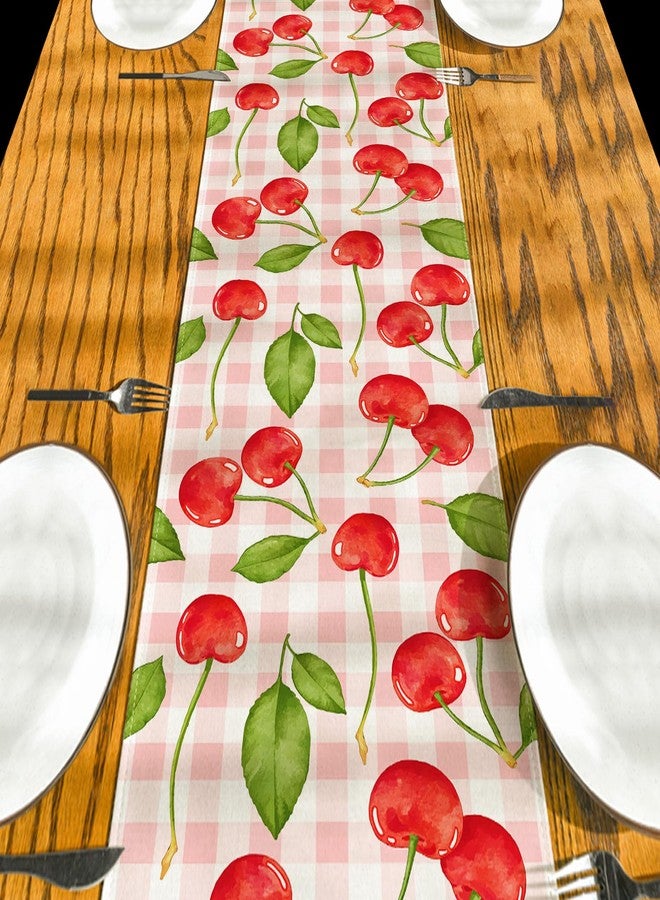 Yarcooly Cherry Table Runner Spring Summer Table Cover She's The Cherry on Top Party Decor Island Cherry Decorations for Home Party Table Simple Life - Image 5