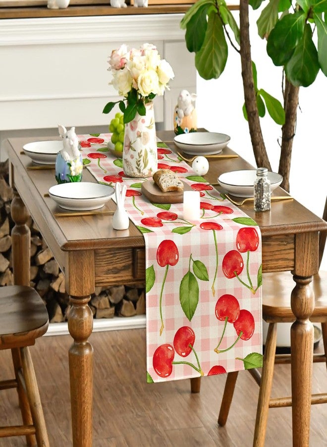 Yarcooly Cherry Table Runner Spring Summer Table Cover She's The Cherry on Top Party Decor Island Cherry Decorations for Home Party Table Simple Life - Image 3