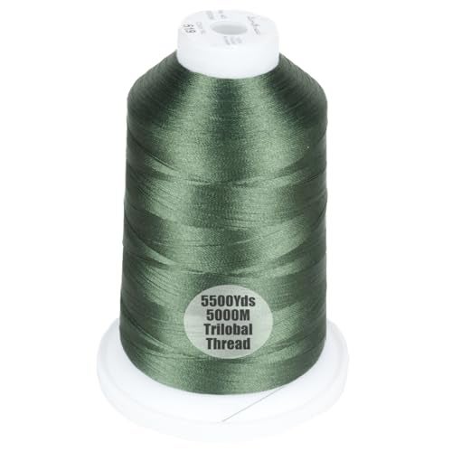 Simthread 5500Yds Embroidery Thread 5000M 40WT Trilobal Polyester Machine Embroidery Thread HighYardage Spool for Brother Singer Janome Babylock Husqvarna Home Commercial Machines Green 519 - Image 1