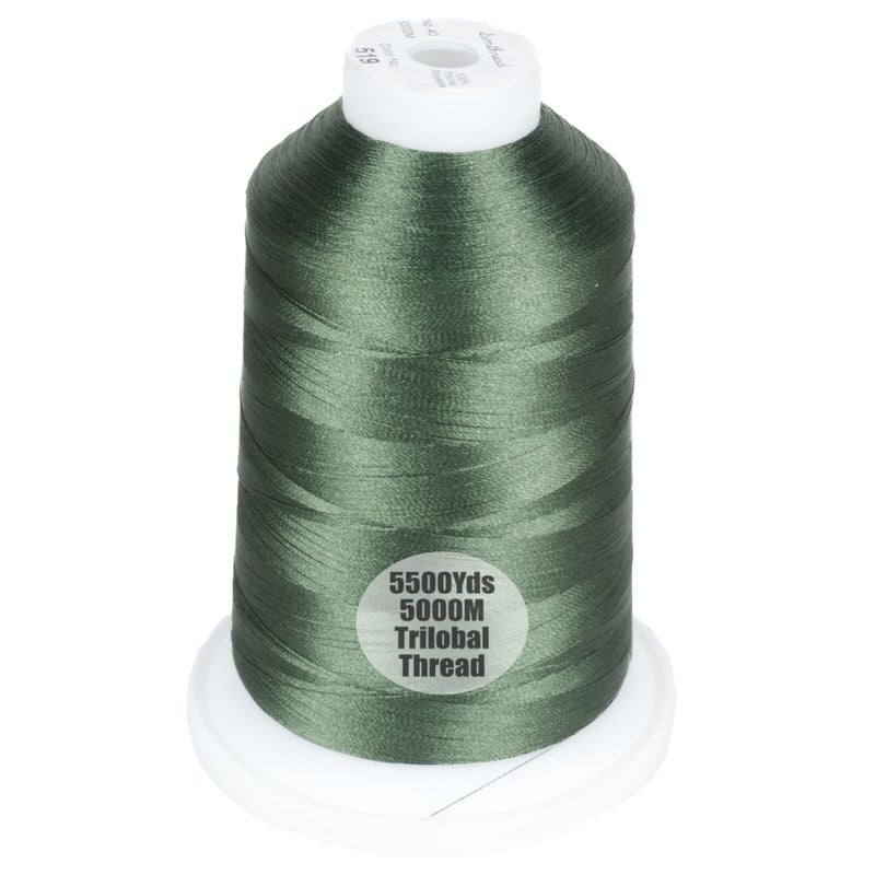 Simthread 5500Yds Embroidery Thread 5000M 40WT Trilobal Polyester Machine Embroidery Thread HighYardage Spool for Brother Singer Janome Babylock Husqvarna Home Commercial Machines Green 519 - Image 3