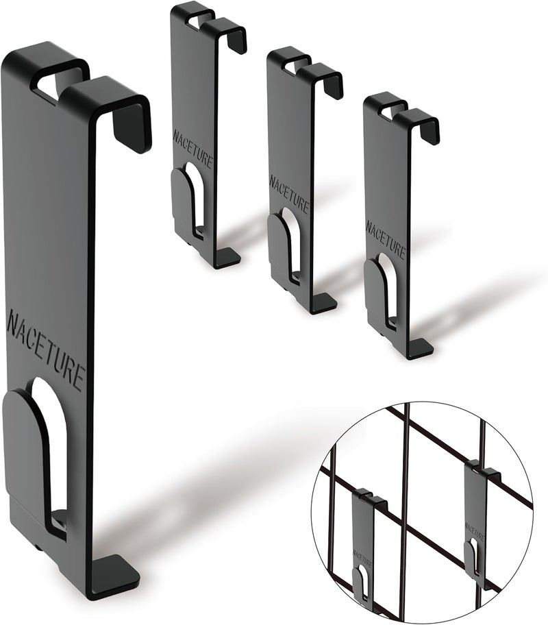 NACETURE Gridwall Hooks- 16 Pcs Display Hooks for Grid Wall Panel- Grid Wall Hooks with Extra Hook On The Bottom- Durable Wall Grid Panel Hooks for Hanging Retail- Peg Hooks for Gridwall - Image 1