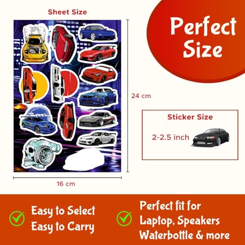 CodersParadise - Ultimate Pack of 113 JDM Cars Stickers for Laptop, Journal, Bike Helmet, Diary, Guitar, Mobile Case - Waterproof Residue Free Stickers - Japanese Racing Cars - Image 5